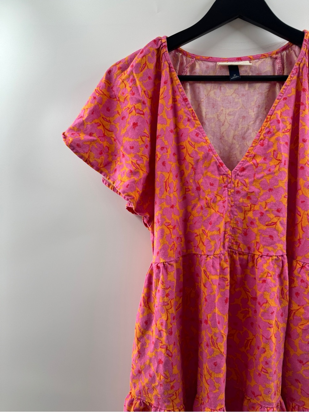 Universal Thread Pink Orange Floral Linen Blend Mini Dress – Women’s Medium - Picture 2 of 9